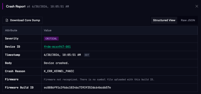 Cover image of Spotflow coredump/crash report